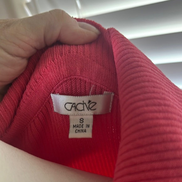 Cache Pink Off-the-Shoulder Sweater Ribbed Knit - Picture 2 of 7